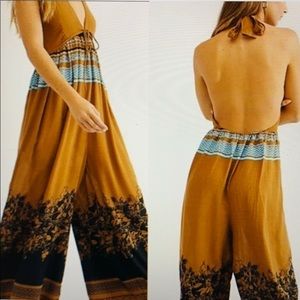 Free People Palm Beach wide leg jumpsuit NWOT